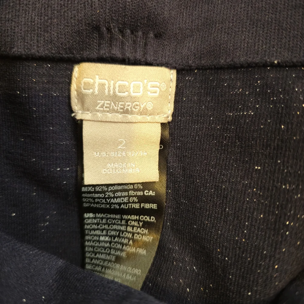 Chico's  ZENERGY Sparkle Navy Leggings SIZE 2
